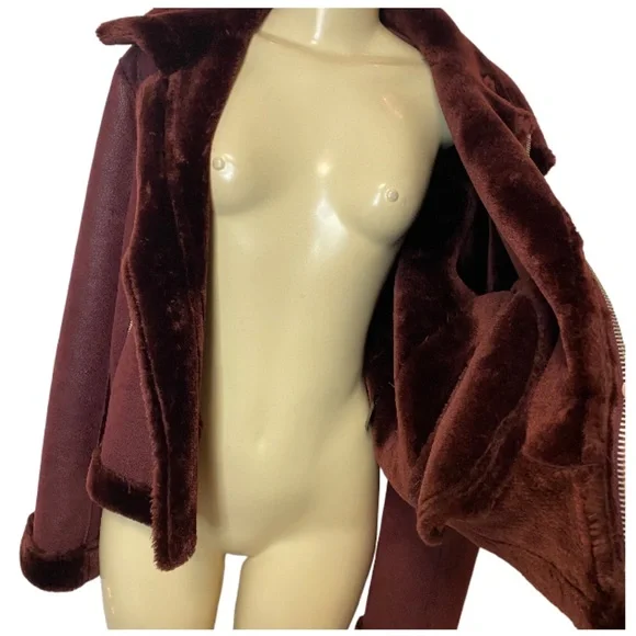 Anthropologie by Ettitwa Faux Suede Faux Fur Jacket Size Large - Picture 4 of 6